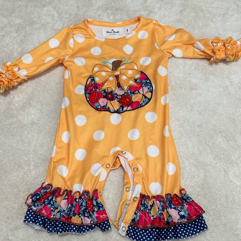 Girls Pumpkin Romper